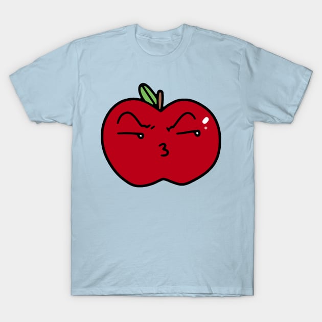 Pouty Kiss Face Apple T-Shirt by saradaboru